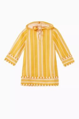 Zimmermann Linen Tassel Yellow White Stripe Pullover Coverup Dress size 4 Kid